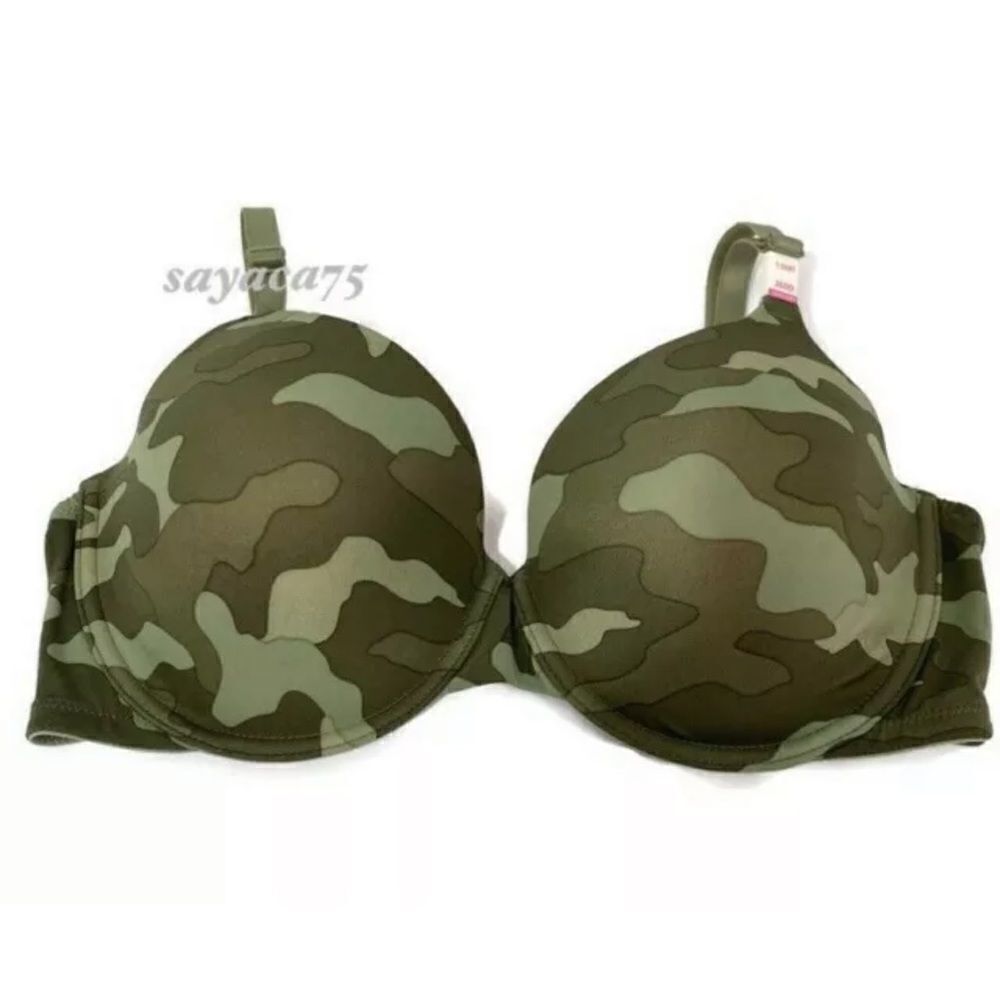 Victoria’s Secret Pink Wear Everywhere Lightly Lined bra green camouflage
